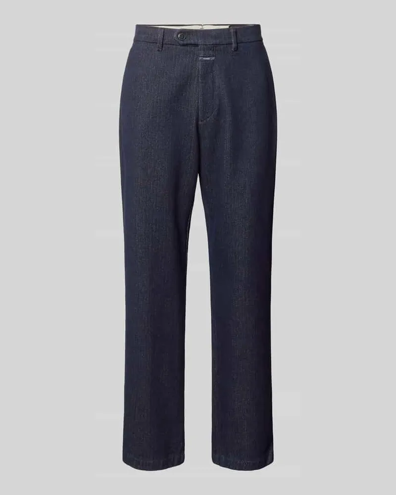 Closed Relaxed Fit Hose aus reiner Baumwolle Marine