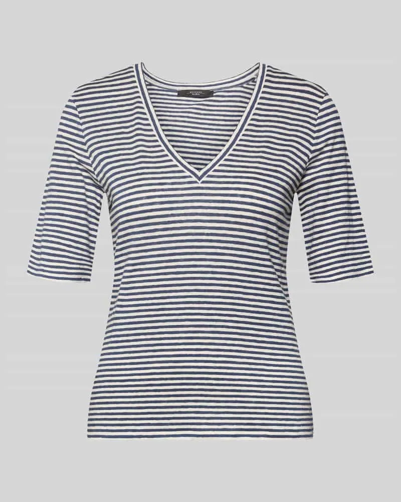 Max Mara Regular Fit T-Shirt aus Leinen-Mix Modell 'OPZIONE Marine