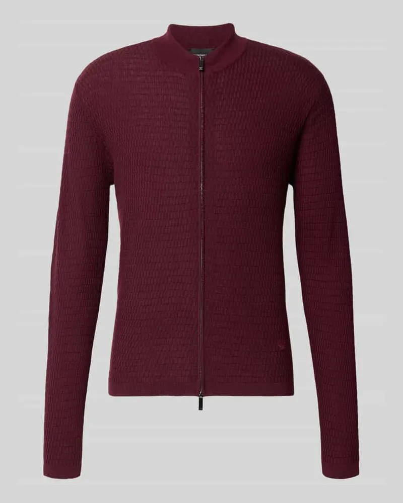 Emporio Armani Regular Fit Strickjacke aus reiner Schurwolle Bordeaux