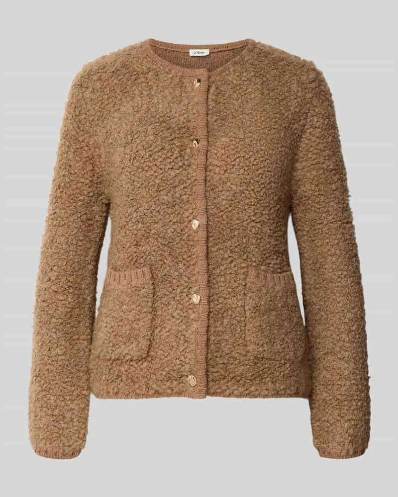 S.Oliver Regular Fit Strickjacke mit Woll-Anteil Camel