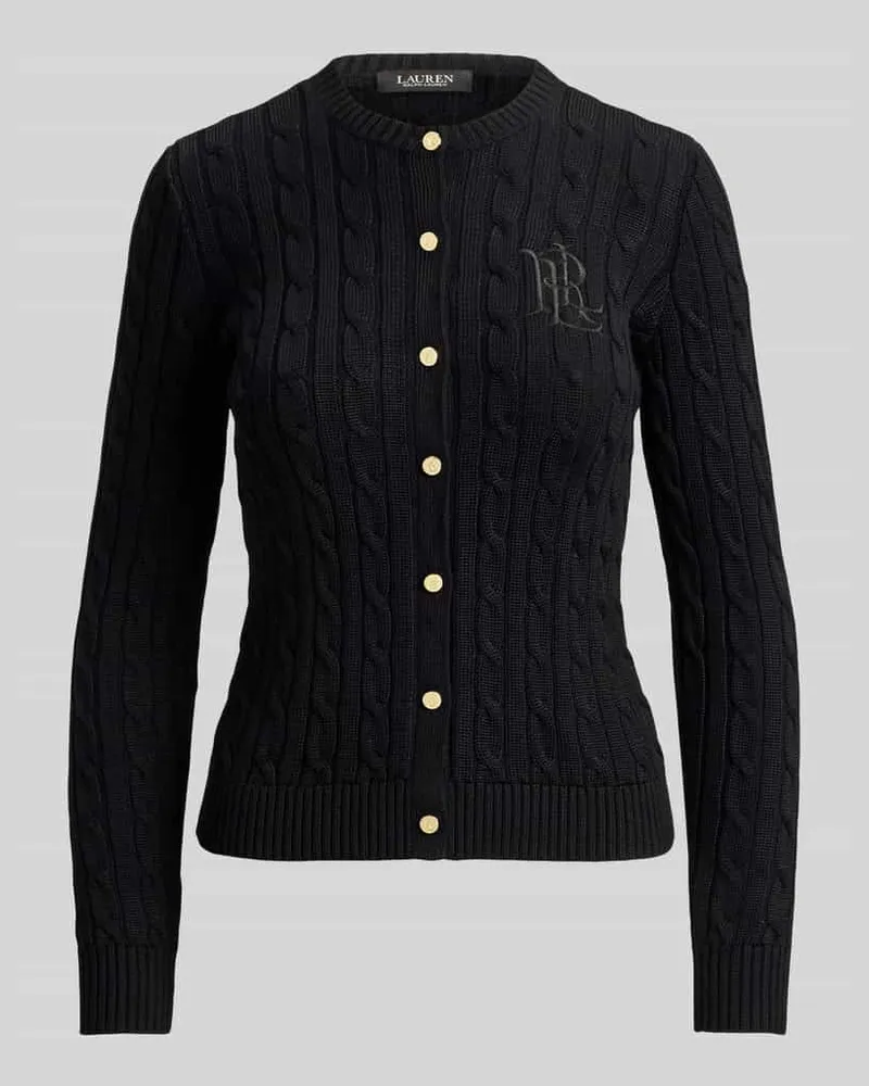 Ralph Lauren Regular Fit Strickjacke aus reiner Baumwolle mit Logo-Stitching Black