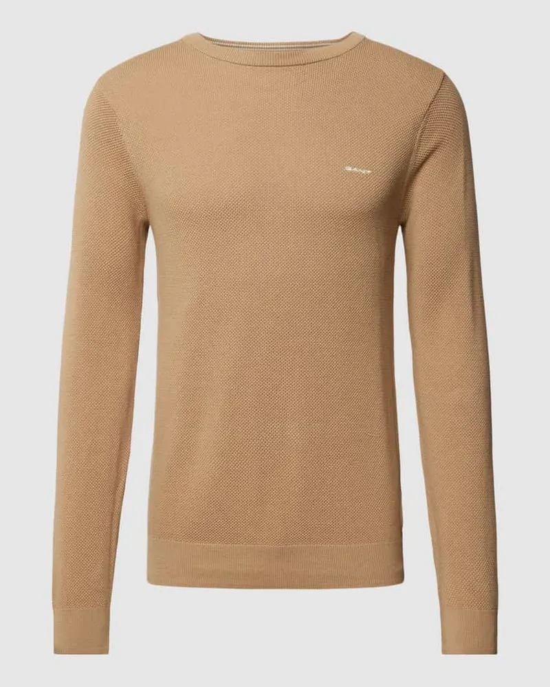 Gant Pullover mit Label-Stitching Modell 'PIQUE Beige