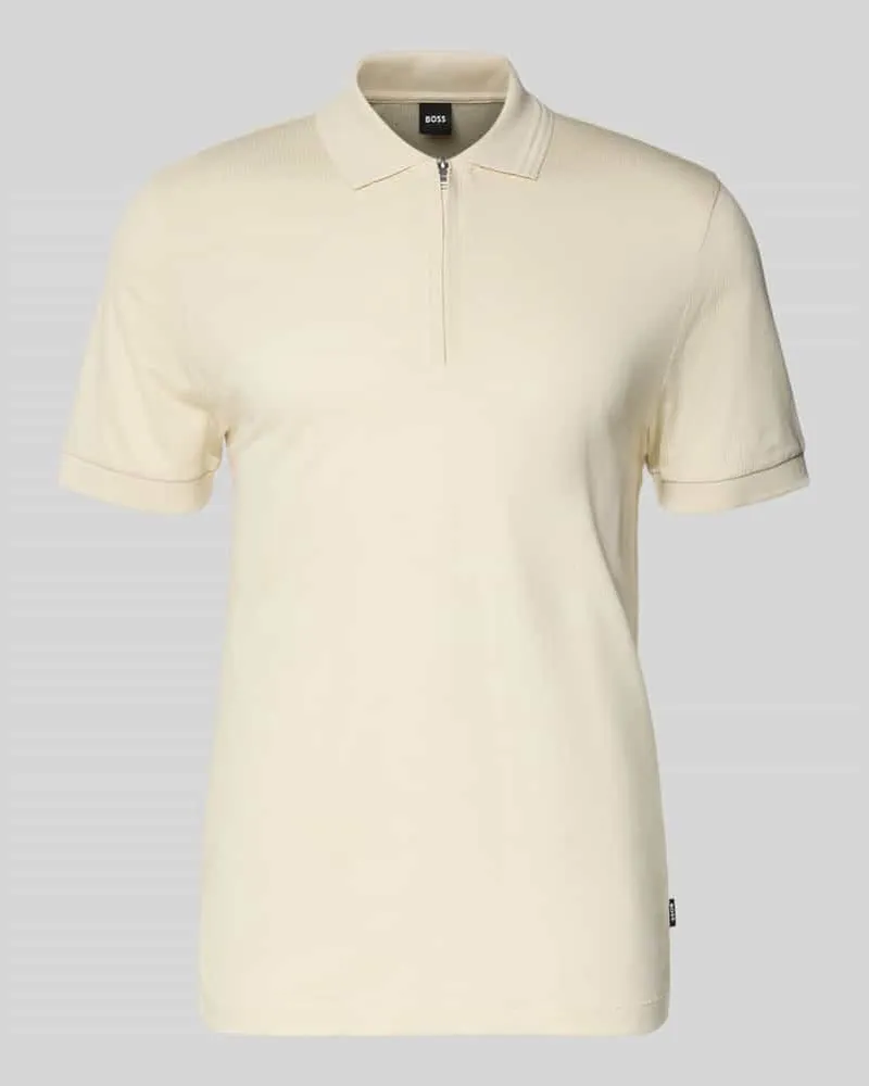 HUGO BOSS Regular Fit Poloshirt aus Baumwoll-Lyocell-Mix Modell 'H-PARAS 70 Offwhite