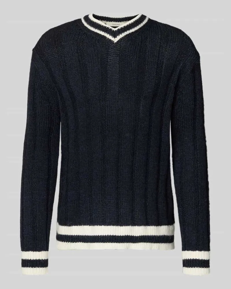 Selected Homme Relaxed Fit Strickpullover mit Woll-Anteil Modell 'ROY Dunkelblau