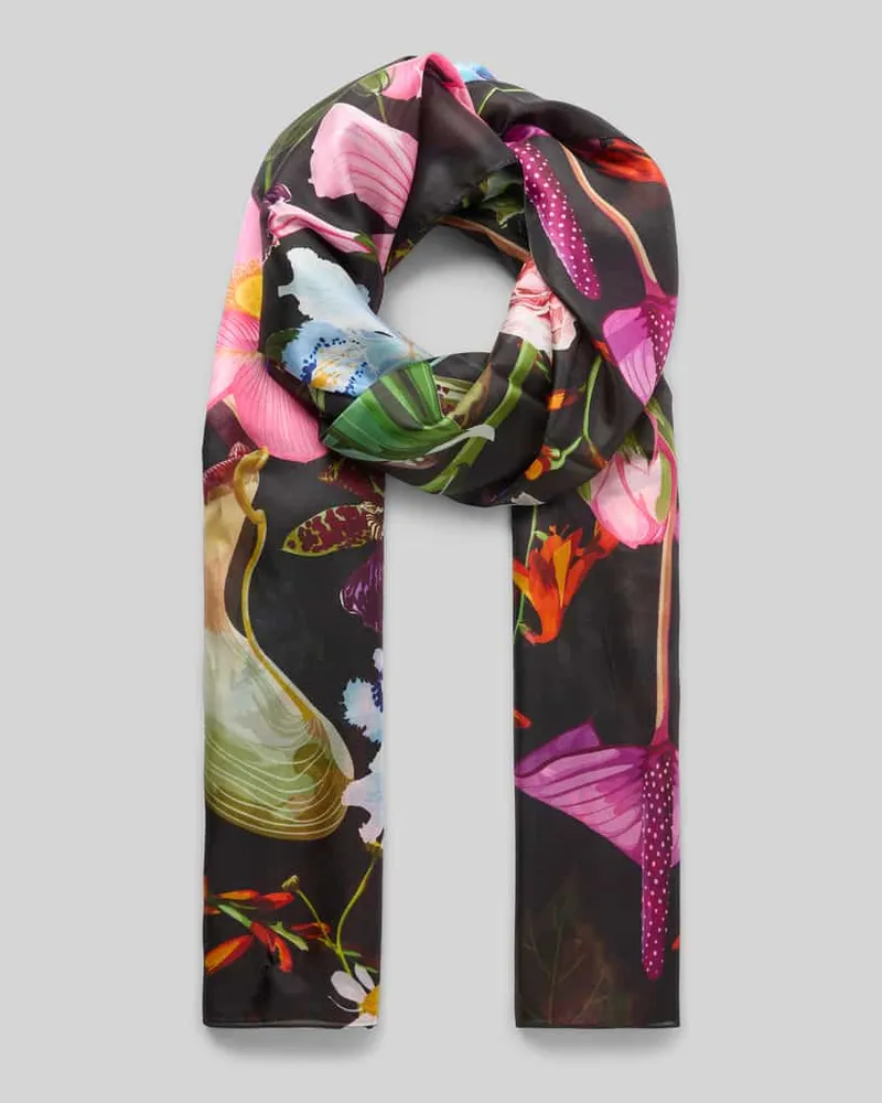 Fraas Seidenschal mit floralem Allover-Print Modell 'Botanik Black