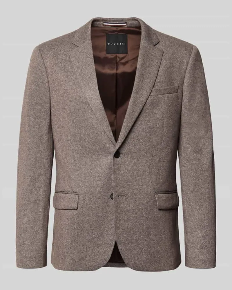 Bugatti Slim Fit Sakko mit Baumwoll-Anteil Mittelbraun