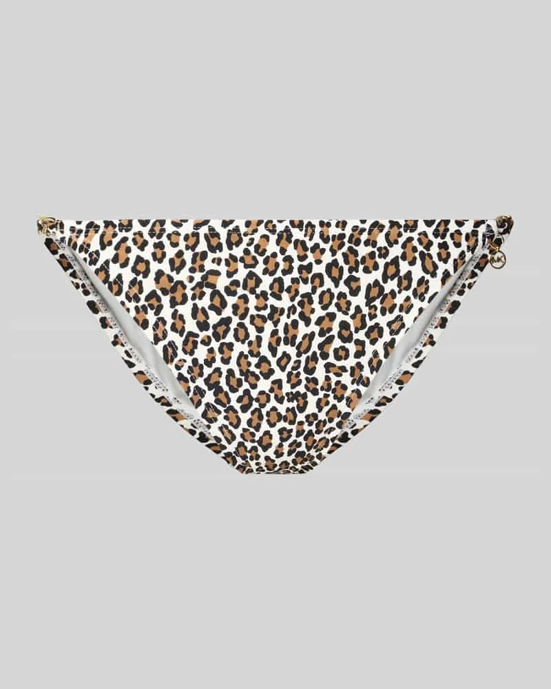 Michael Kors Slim Fit Bikinihose in Allover-Animal-Print Black