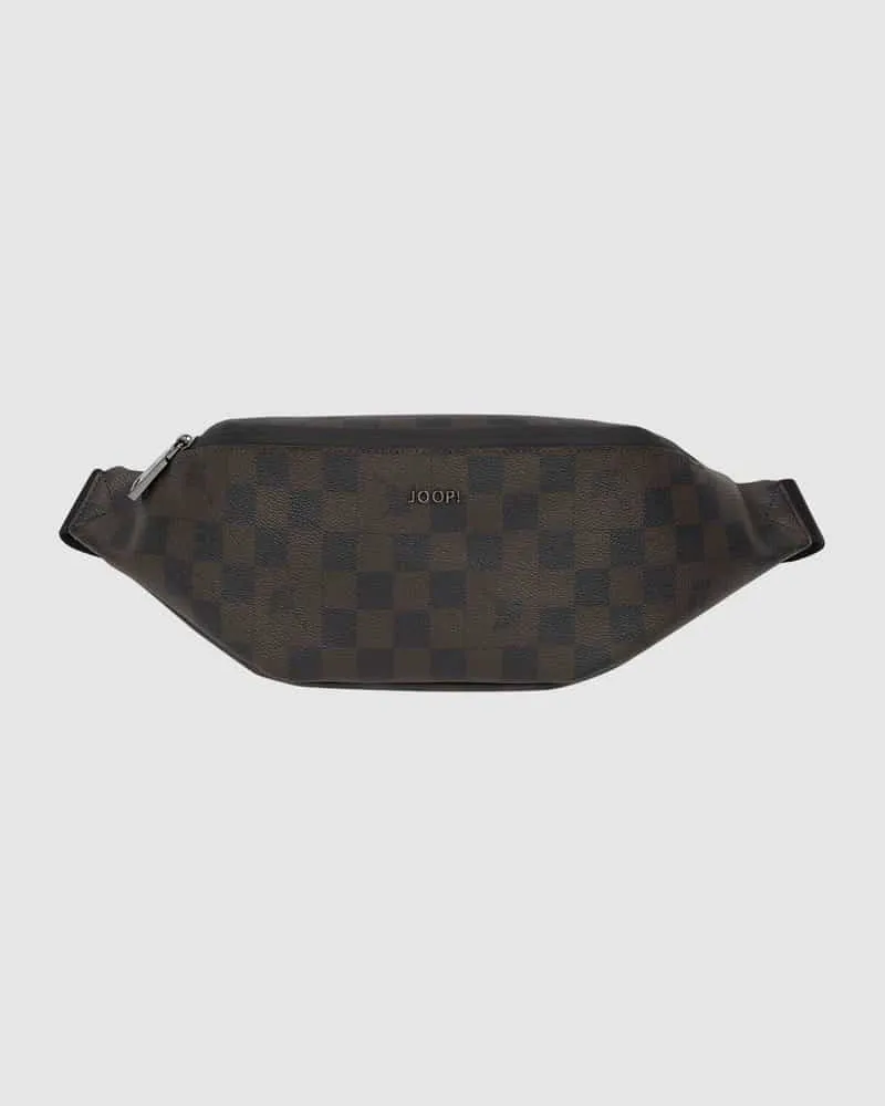 JOOP! Bauchtasche mit Allover-Logo-Muster Modell 'Piazza Leo Dunkelbraun