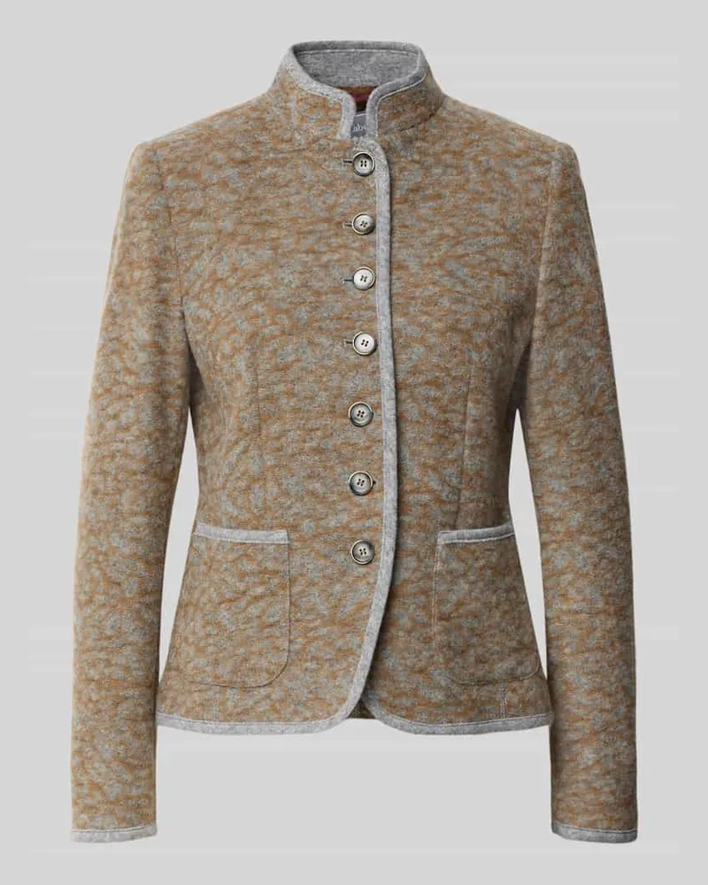 White Label Blazer aus Baumwoll-Mix mit Stehkragen Mittelbraun