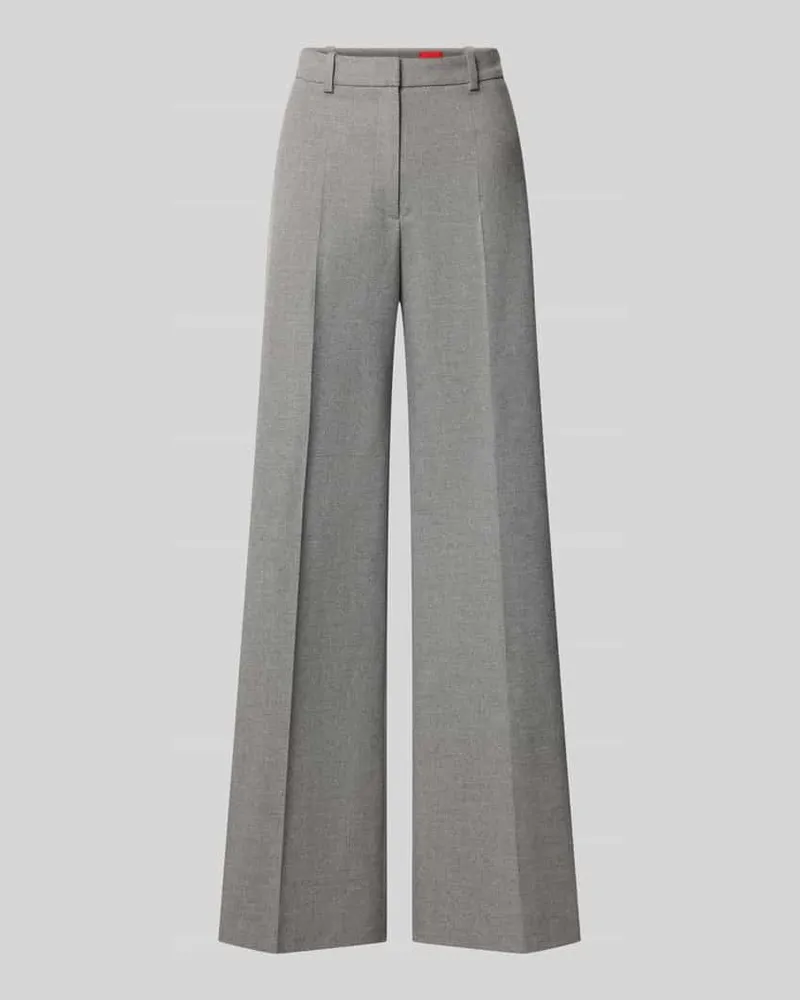 HUGO BOSS Wide Leg Hose mit Bundfalte Hellgrau