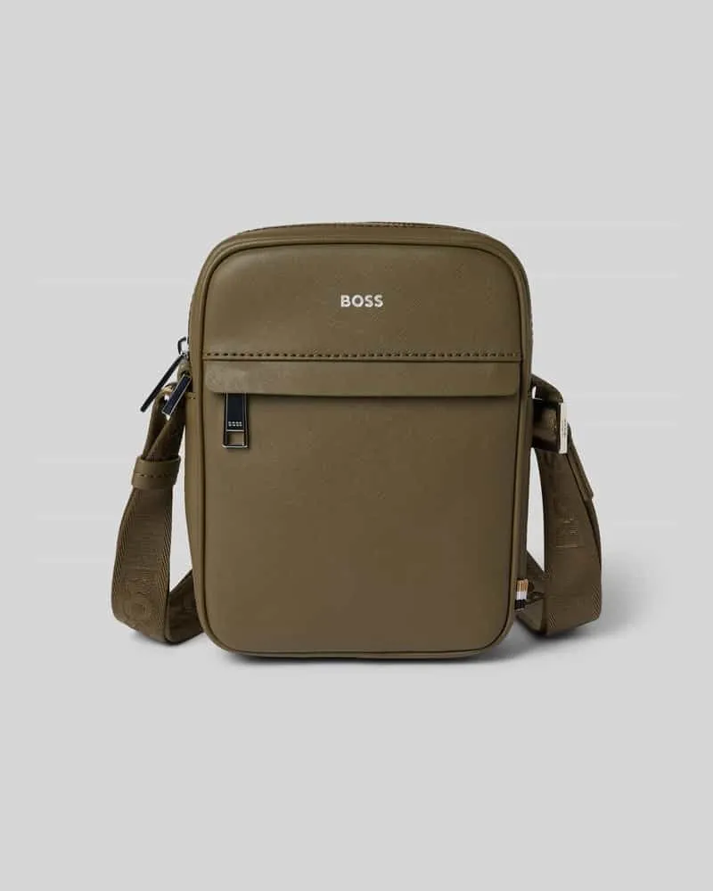 HUGO BOSS Umhängetasche aus echtem Leder Oliv