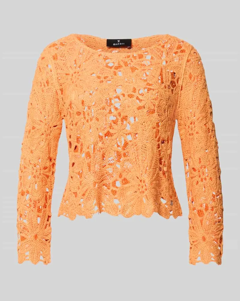 monari Strickshirt mit Häkelspitze Modell 'Cornelly Orange