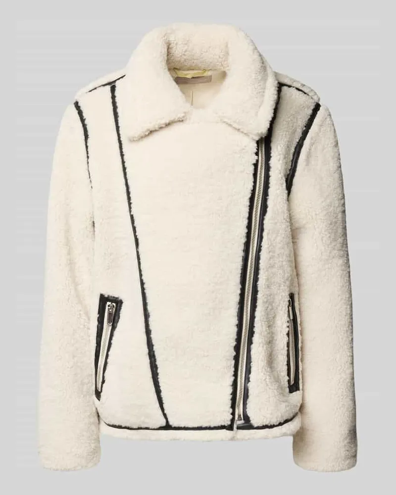 Christian Berg Jacke mit Teddyfell und Umlegekragen Offwhite