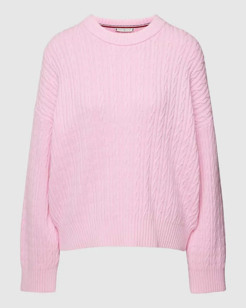 Tommy Hilfiger Strickpullover mit Zopfmuster Rosa