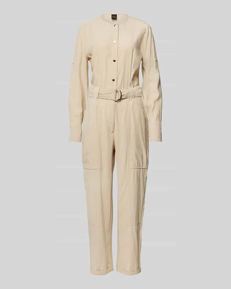 HUGO BOSS Jumpsuit mit Taillengürtel Modell 'Daiyla Sand