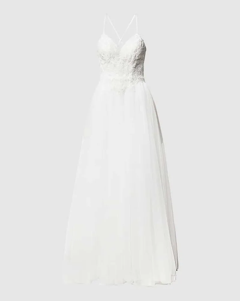 Mascara Brautkleid mit floralen Stickereien Offwhite