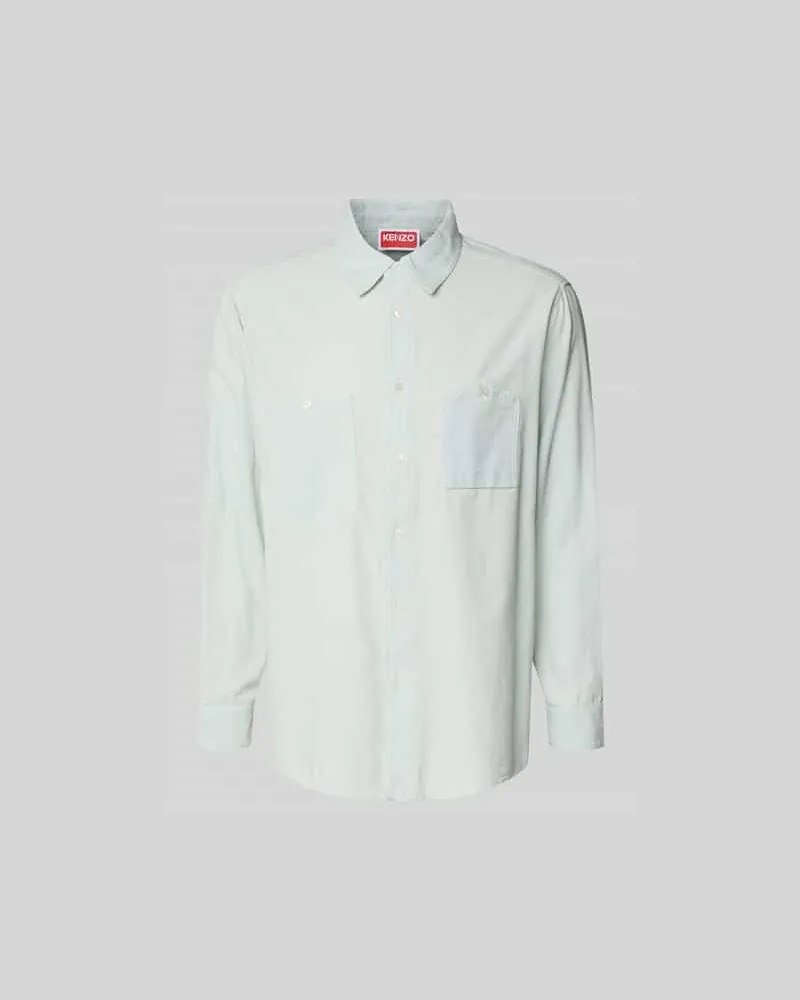 Kenzo Freizeithemd mit Brusttasche Hellblau