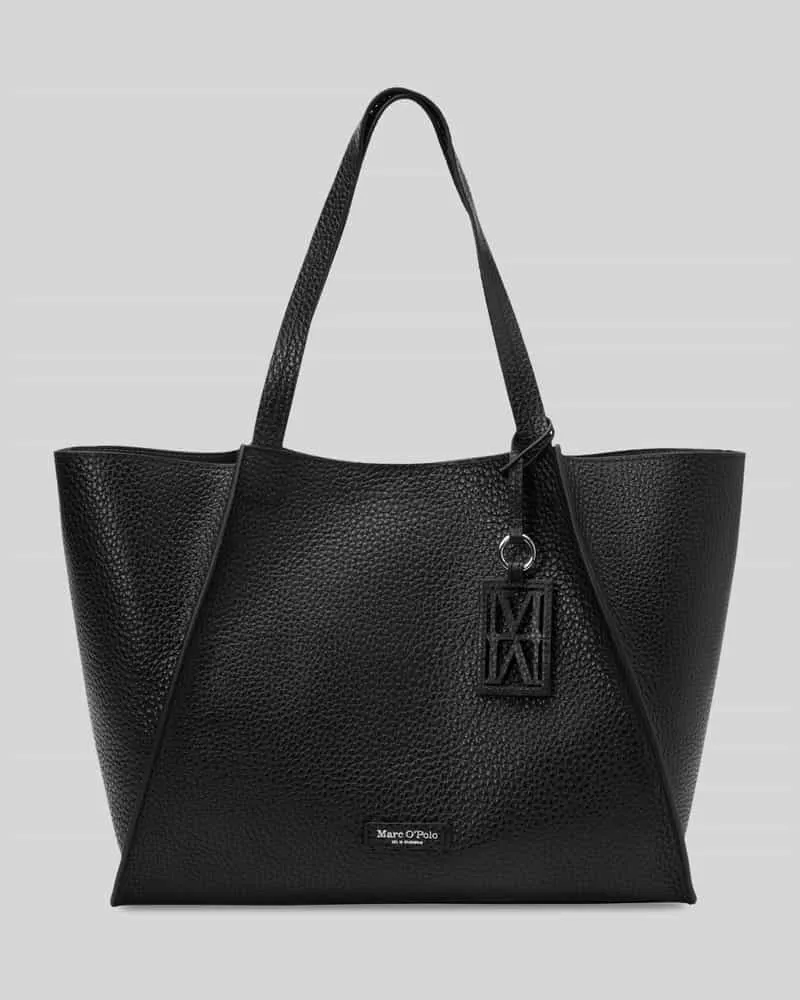 Marc O'Polo Shopper aus Rindsnappa mit Logo-Anhänger Black