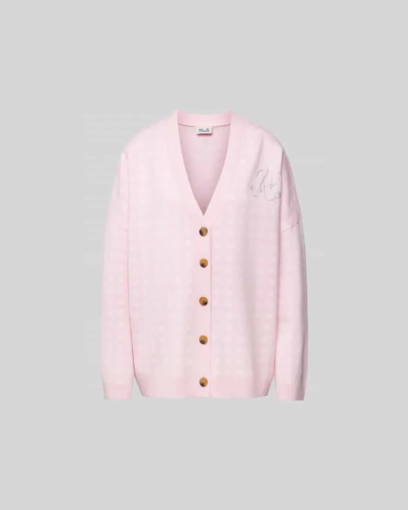 Baum und Pferdgarten Oversized Strickjacke mit V-Ausschnitt Pink