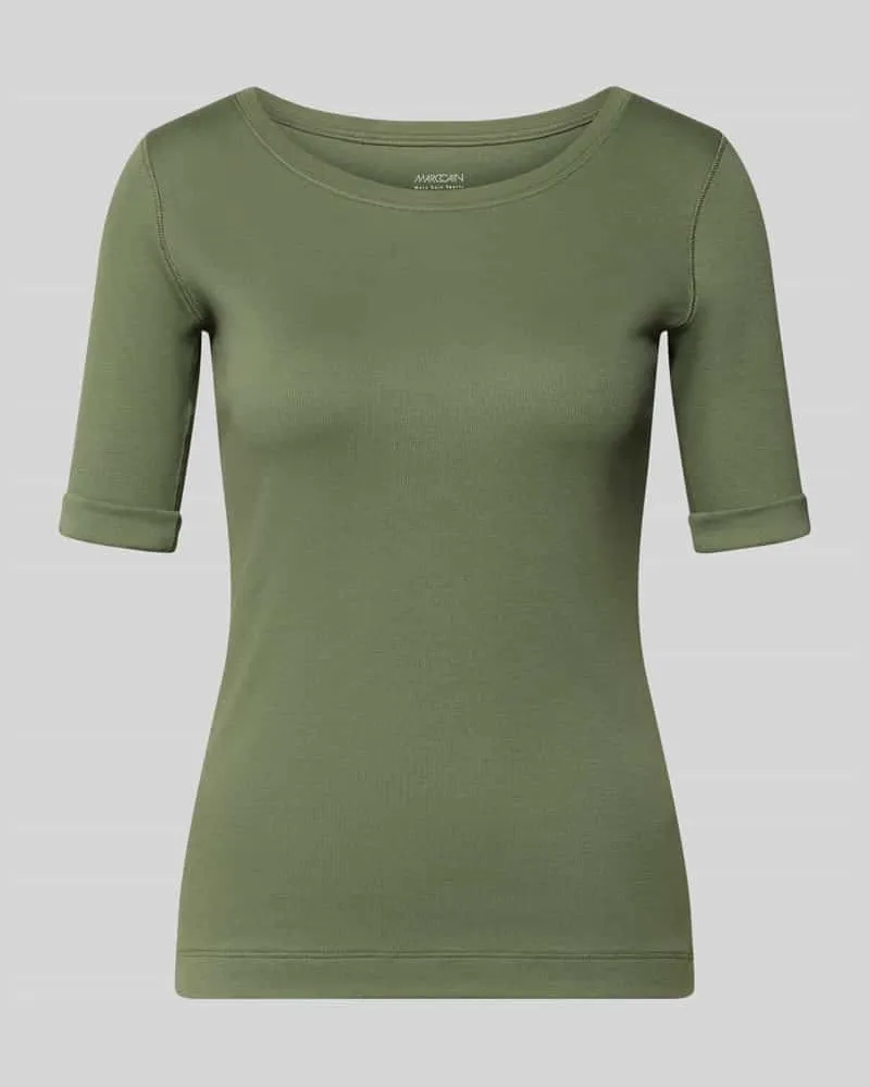 Marc Cain Slim Fit Business-Hemd aus Leinen mit Haifischkragen Modell 'Pai Oliv