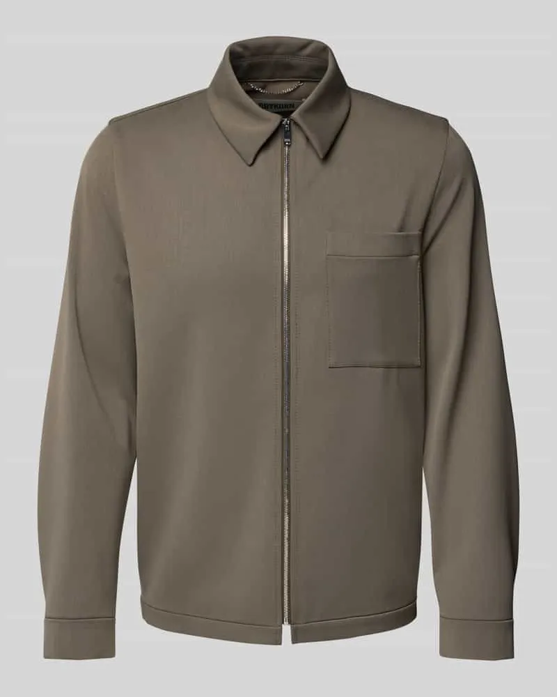 Drykorn Hemdjacke mit Reißverschluss Modell 'NIKANO Schlamm