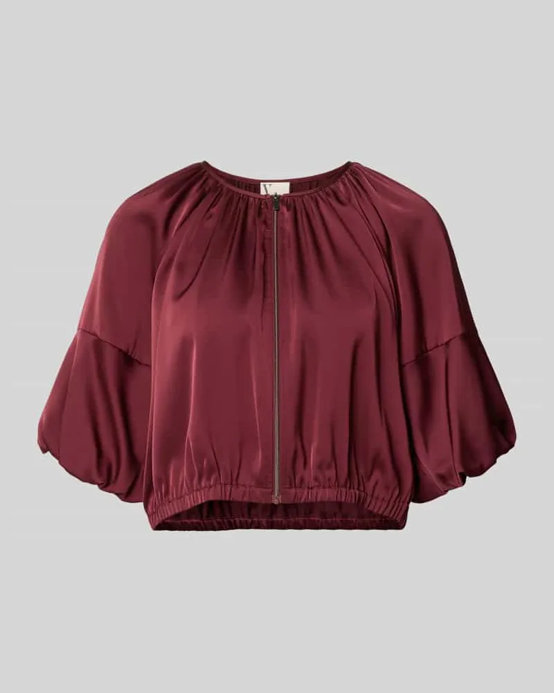 Vera Mont Cropped Jacke aus Satin mit Reißverschluss Dunkelrot