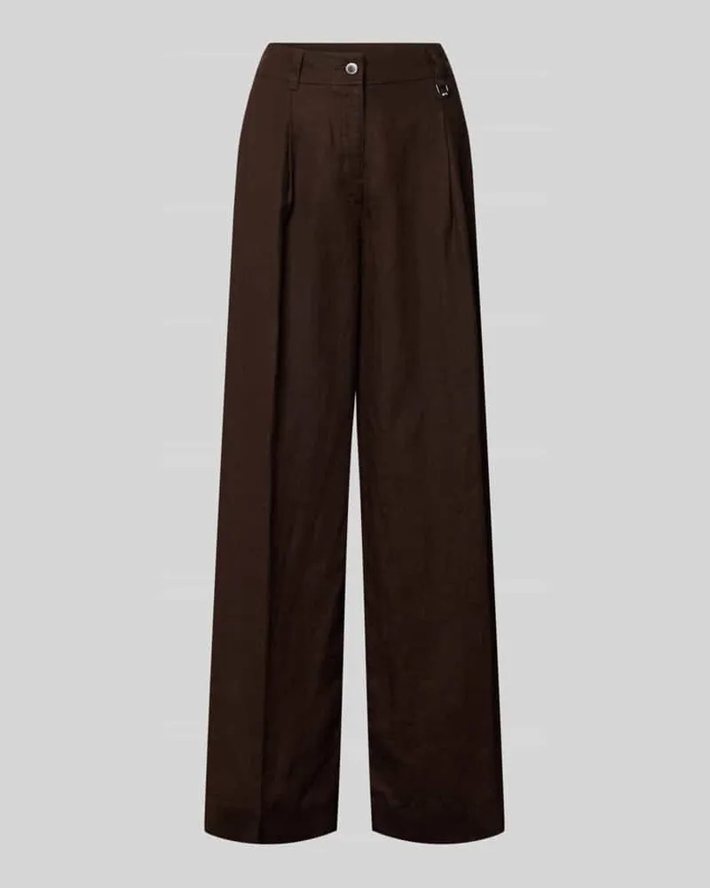 MAC Jeans Leinenhose mit Label-Detail Modell 'Britt Schoko