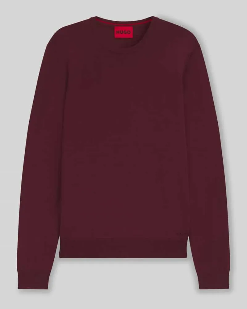 HUGO BOSS Regular Fit Strickpullover aus reiner Schurwolle Modell 'SAN CEDRIC Bordeaux