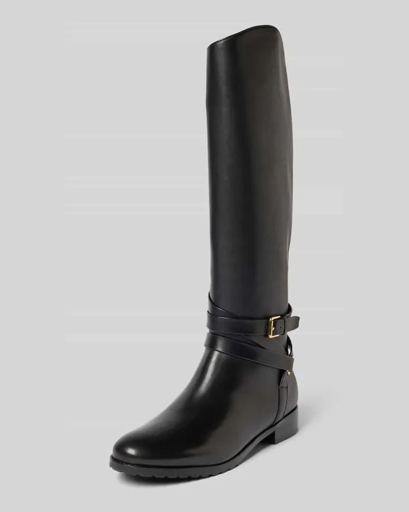 Ralph Lauren Lederstiefel mit Dornschließe Modell 'COLLINS Black