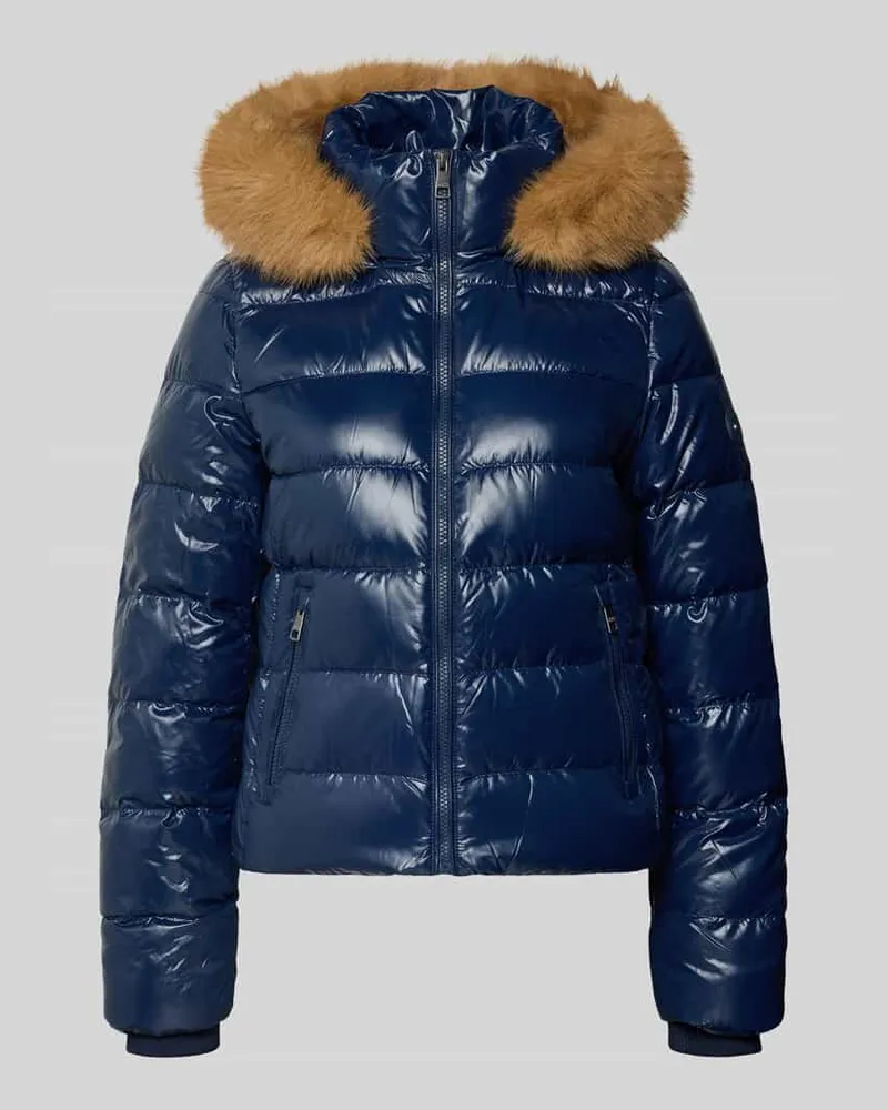 Tommy Hilfiger Regular Fit Puffer Jacket mit abnehmbarer Fellkapuze Dunkelblau
