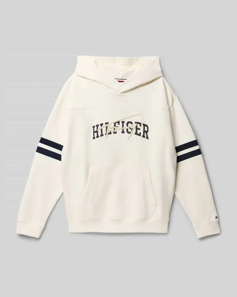 Tommy Hilfiger Regular Fit Hoodie aus reiner Baumwolle Ecru