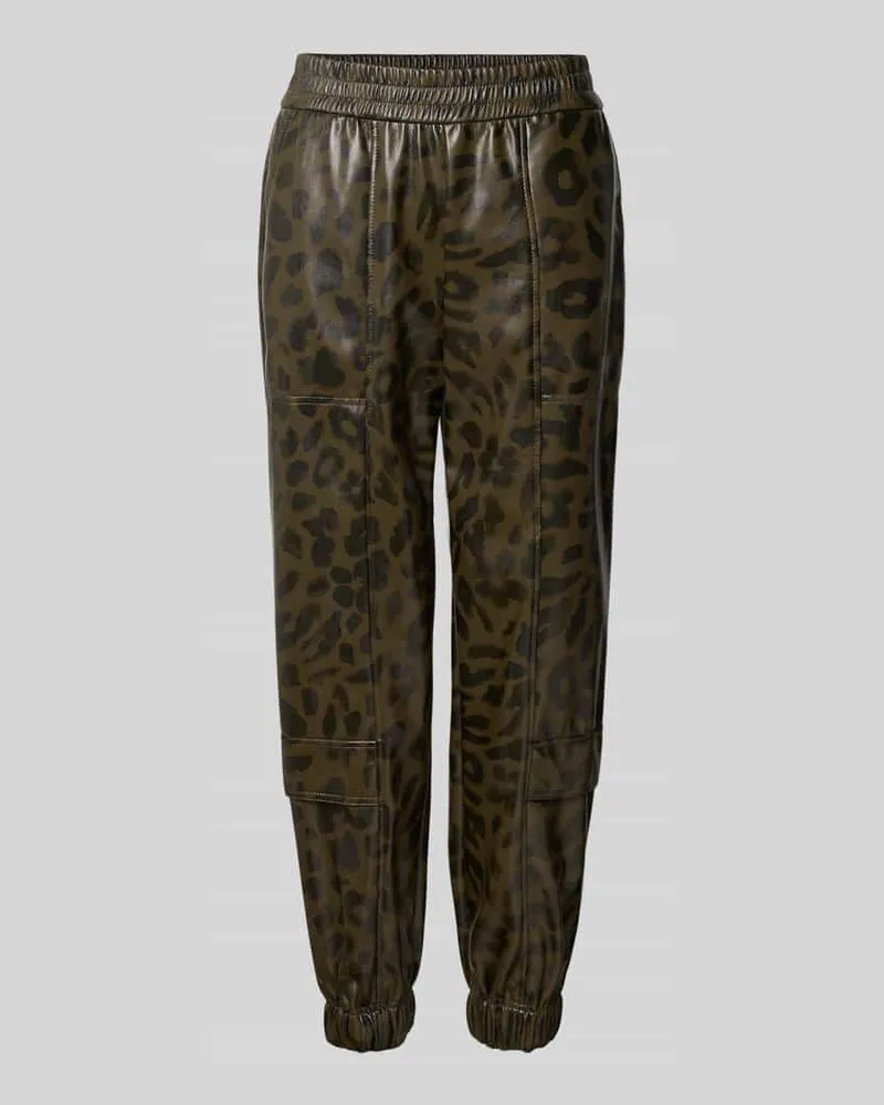 Marc Cain Hose in Leder-Optik mit elastischem Bund Khaki
