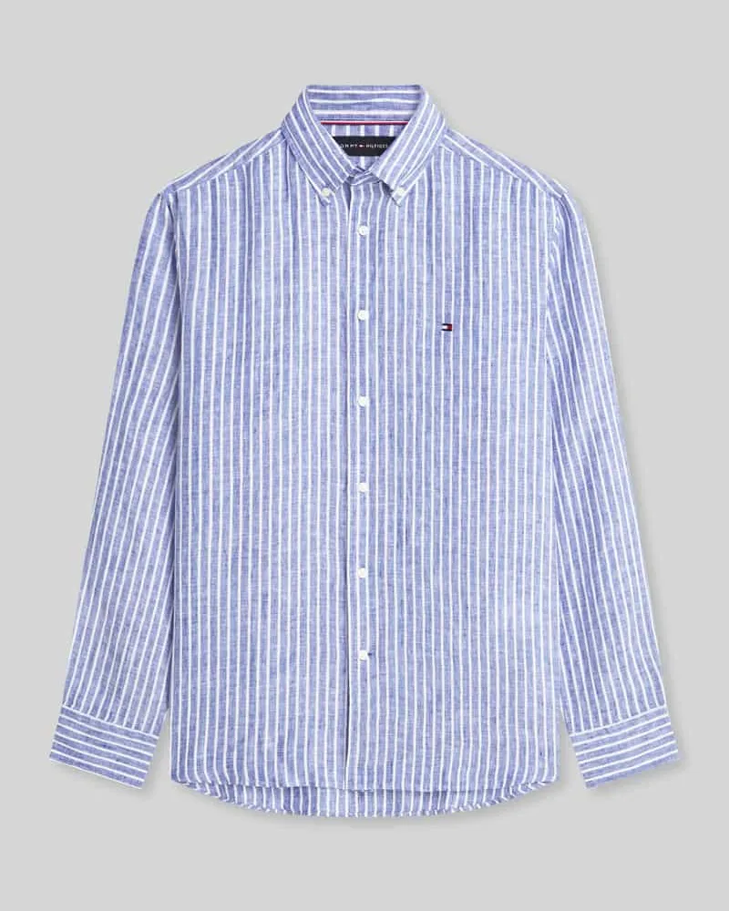 Tommy Hilfiger Regular Fit Freizeithemd aus reinem Leinen Marine