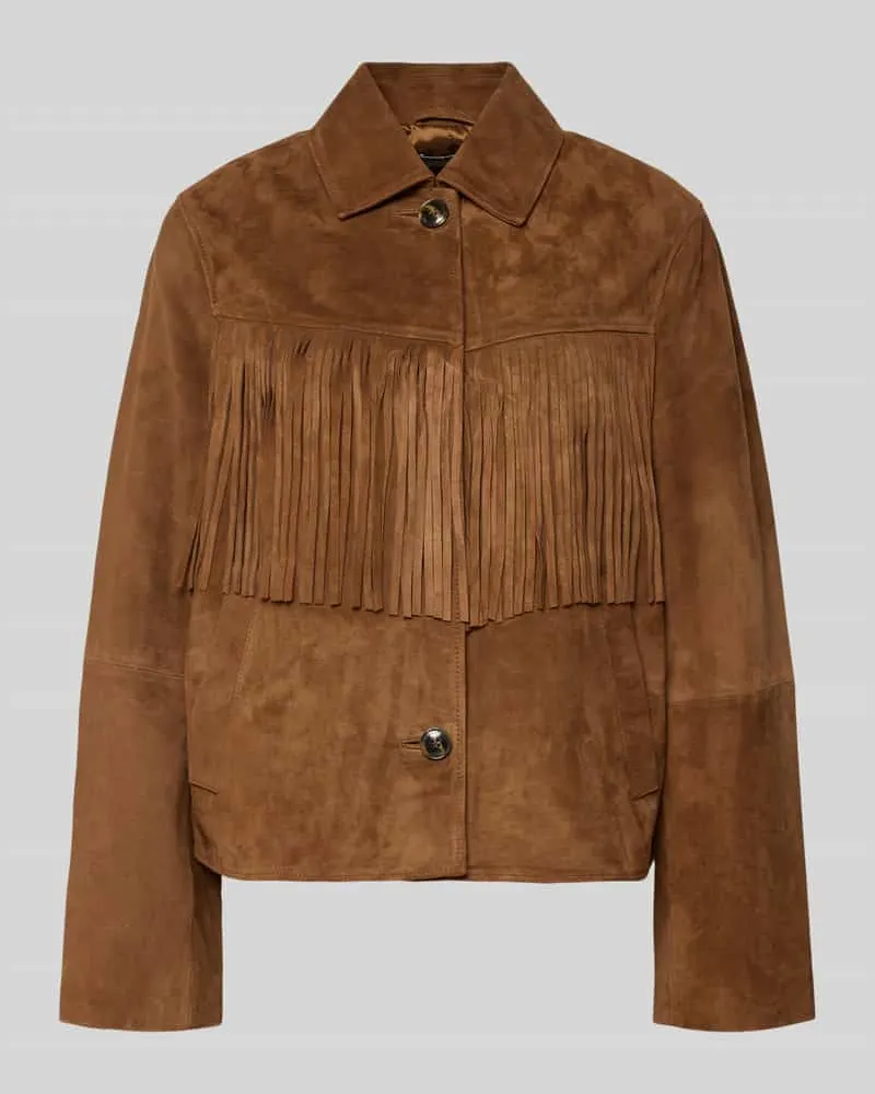 JAKE*S Lederjacke aus Ziegenvelours mit Fransen Hazel