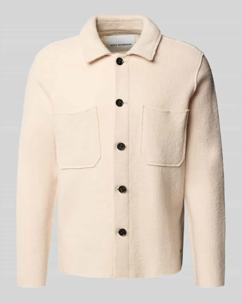 Roy Robson Slim Fit Hemdjacke mit Kentkragen und Brusttaschen Offwhite