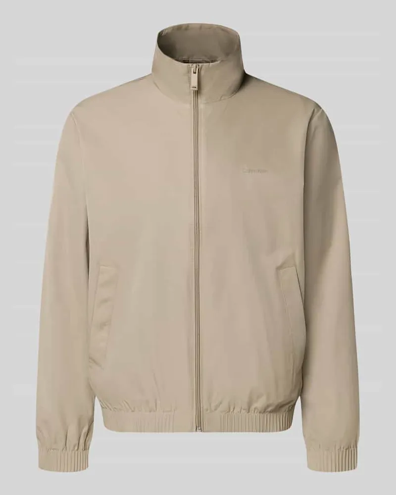 Calvin Klein Jacke mit Stekragen und Reißverschluss Khaki