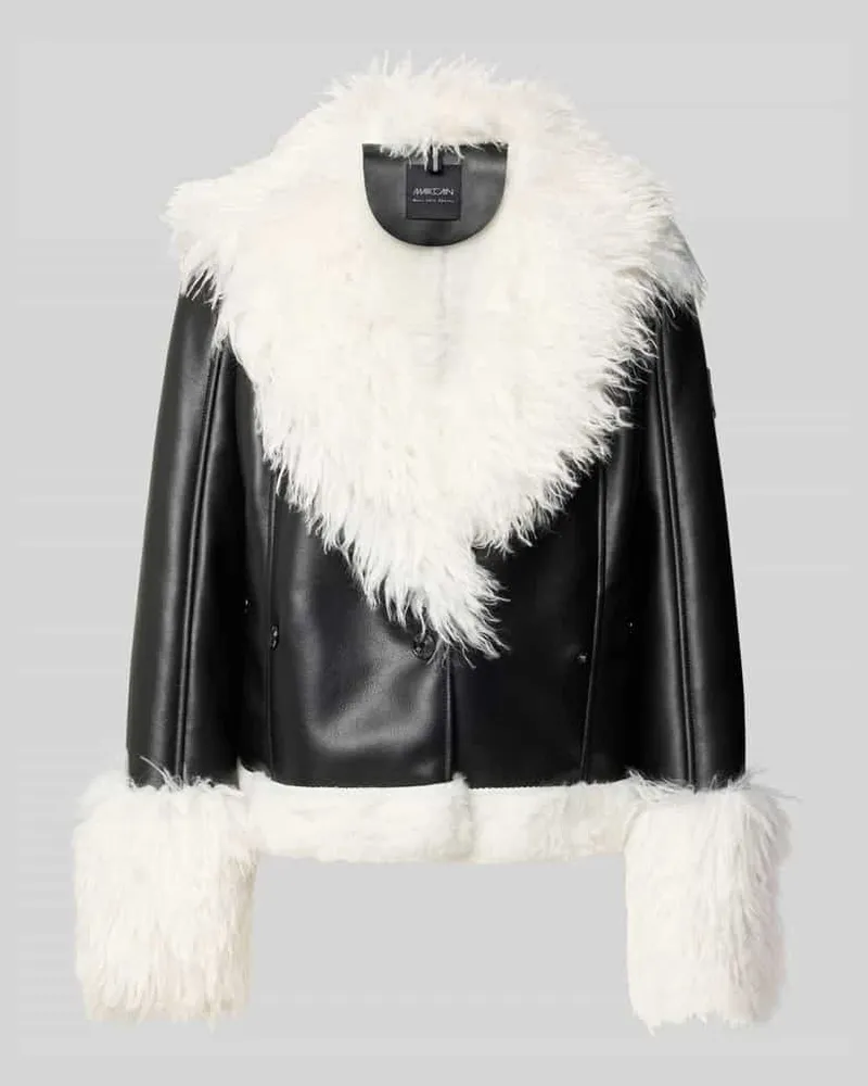 Marc Cain Regular Fit Kunstlederjacke mit doppelreihiger Knopfleiste Modell 'SPORTS D Black