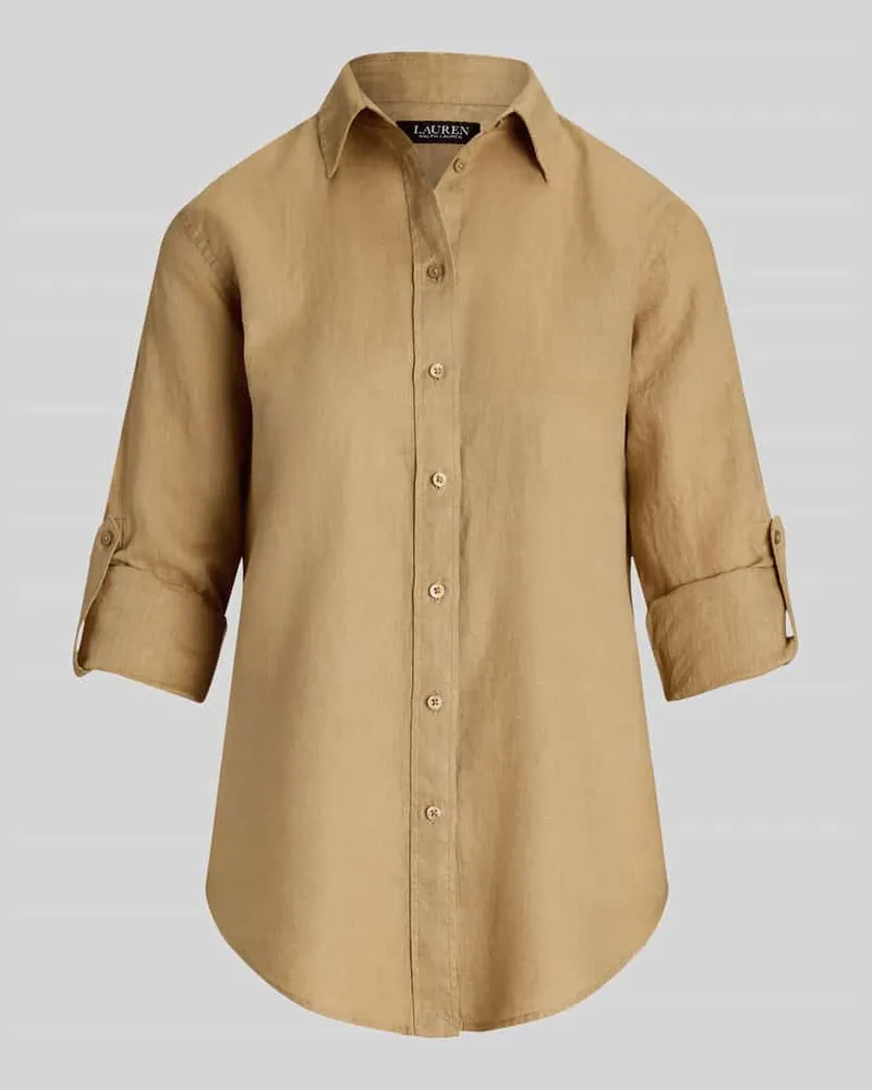 Ralph Lauren Relaxed Fit Leinenhemd aus reinem Leinen Beige