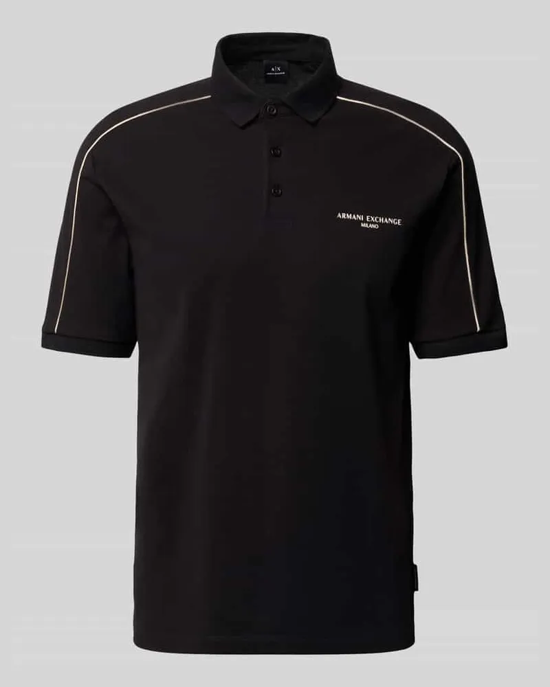 Armani Exchange Regular Fit Poloshirt mit Label-Print Black