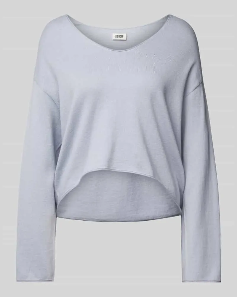 Drykorn Cropped Strickpullover aus Baumwoll-Kaschmir-Mix Hellblau