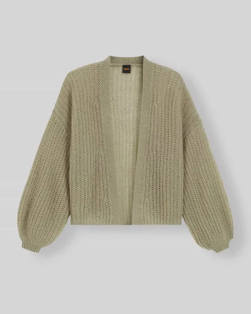 HUGO BOSS Relaxed Fit Strickjacke aus Schurwoll-Mix Modell 'C_Furgovia_1 Schilf