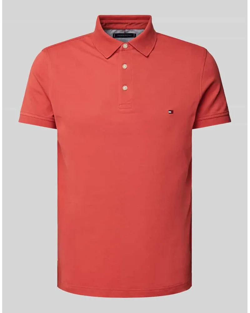 Tommy Hilfiger Slim Fit Poloshirt mit Logo-Stitching Rostrot