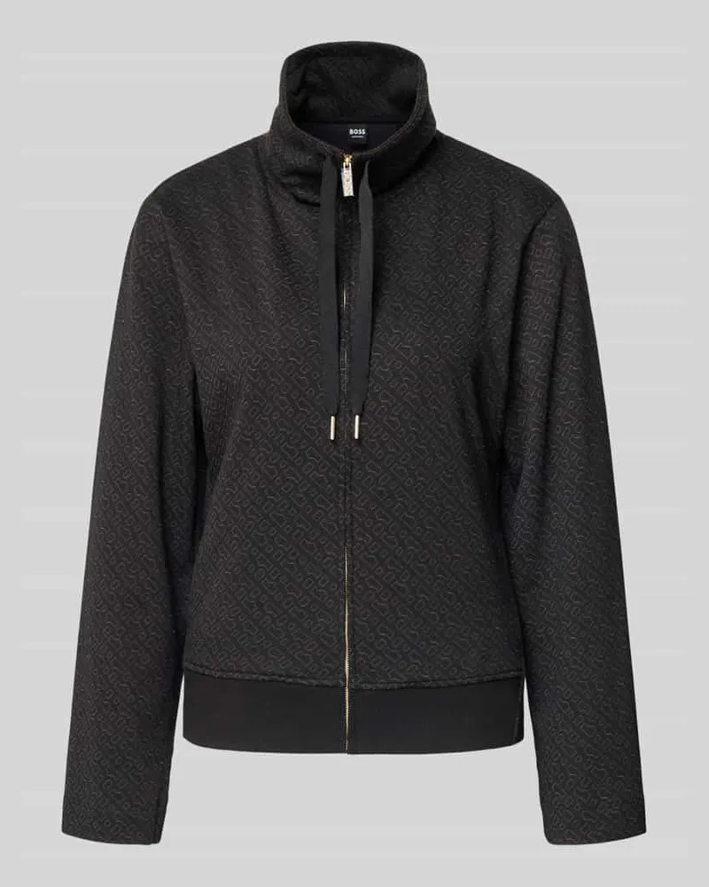 HUGO BOSS Relaxed Fit Sweatjacke aus Baumwoll-Mix Modell 'MONOGRAM Black