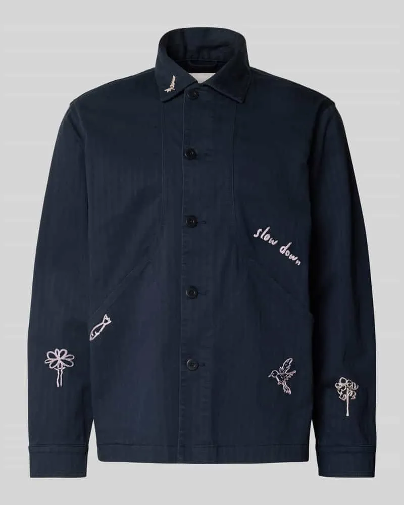 forét Hemdjacke mit Stickerei-Details Marine