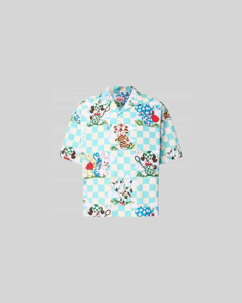 Kenzo Freizeithemd mit Allover-Motiv-Print Hellblau