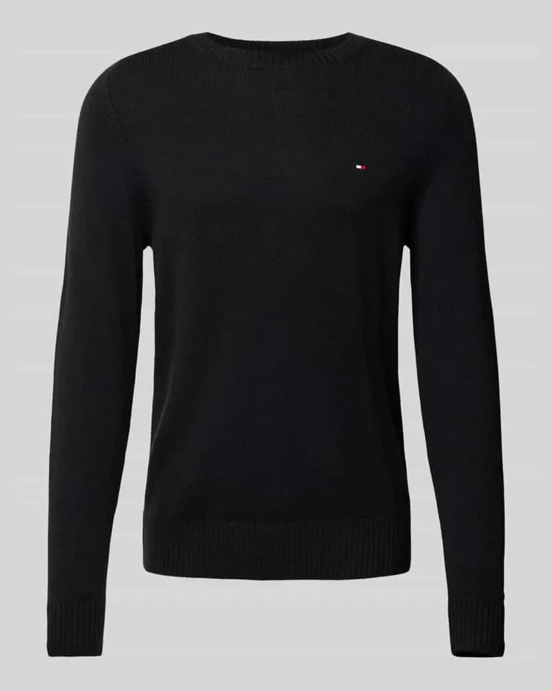 Tommy Hilfiger Wollpullover mit Logo-Stitching Black