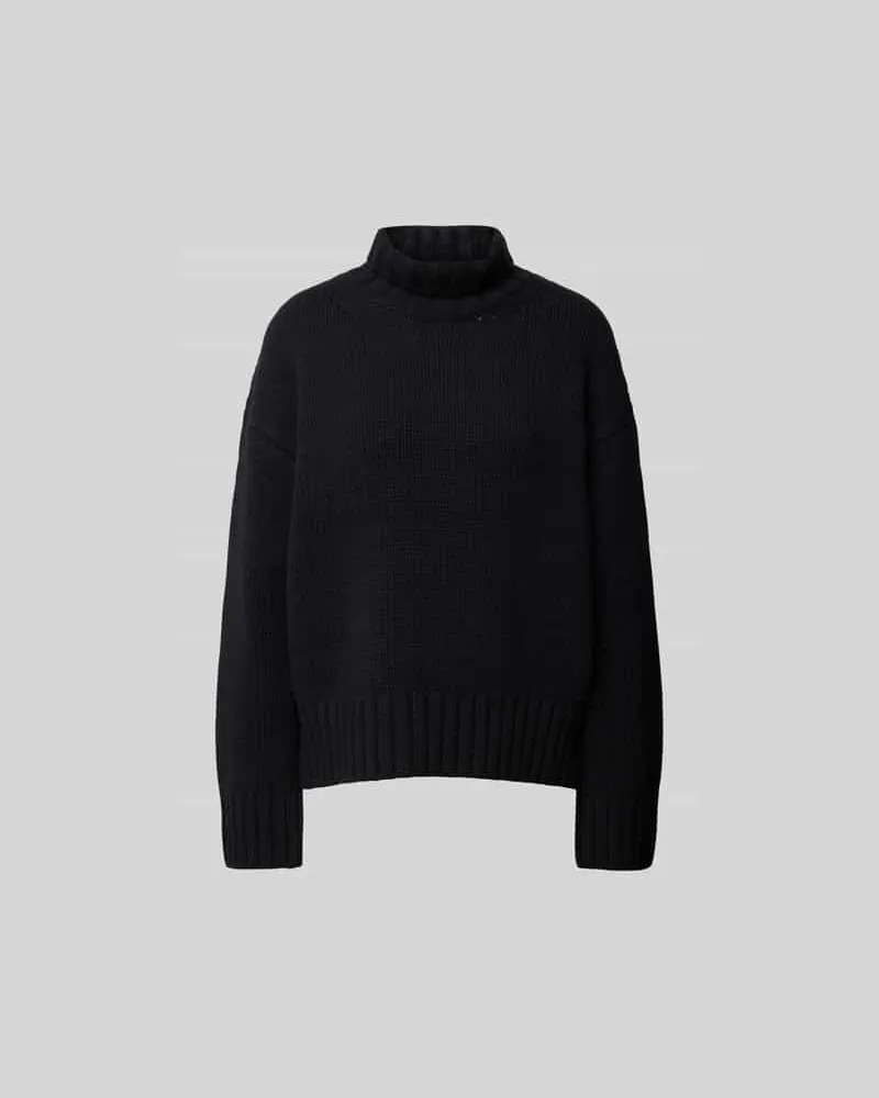 Closed Oversized Wollpullover in Strick-Optik Black