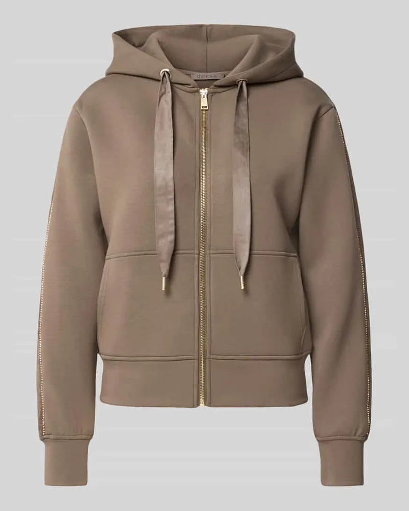 Guess Relaxed Fit Sweatjacke mit Viskose-Anteil Taupe