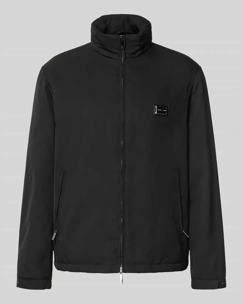 Emporio Armani Regular Fit Jacke mit Stehkragen Black