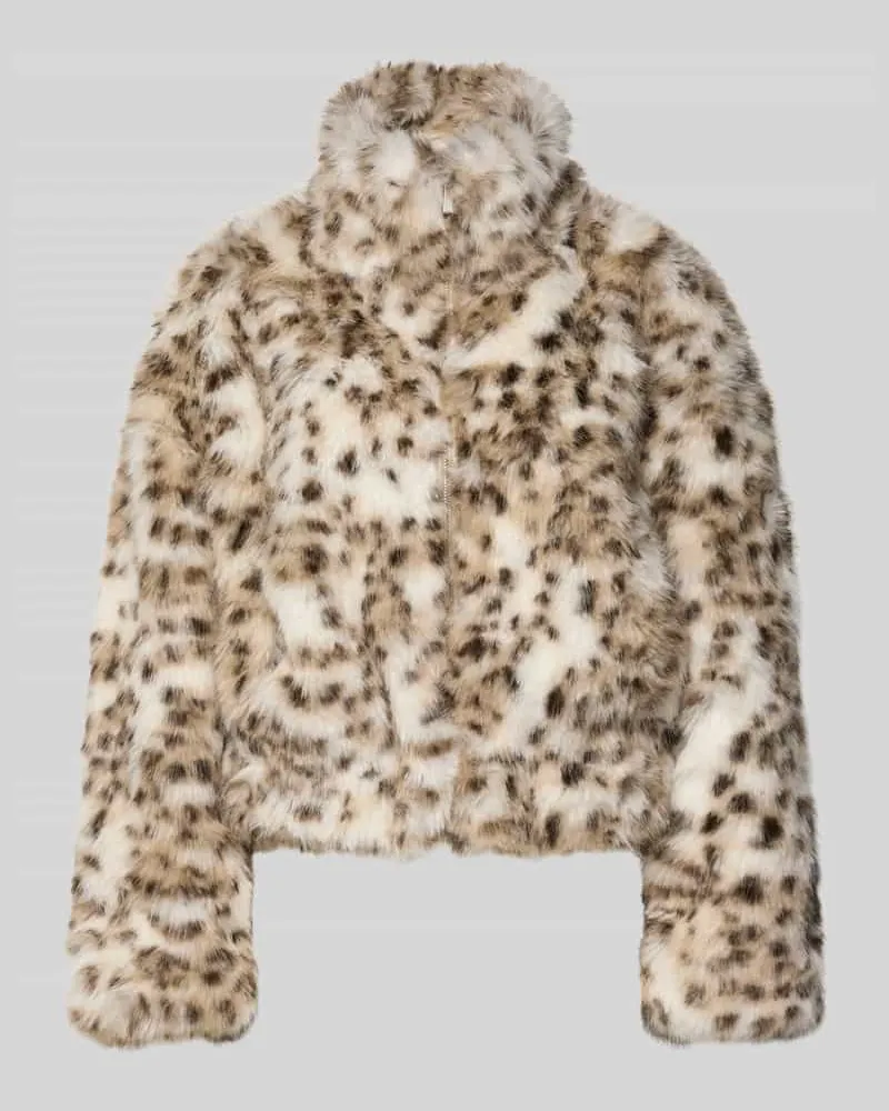 only Regular Fit Webpelzjacke in Leoparden Optik Modell 'JANIS Ecru